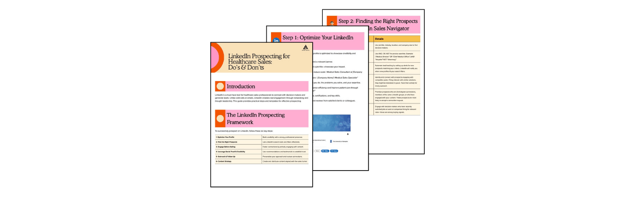 Preview of the LinkedIn prospecting guide for healthcare sales teams